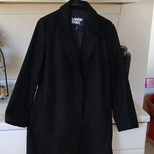 Lands' End Women's Elegant Black Trench Coat